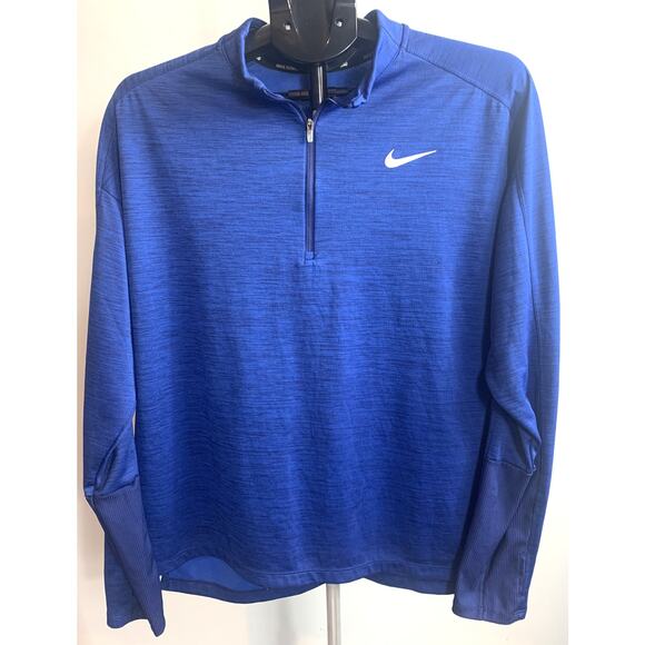 Nike Dri Fit Running Long Sleeve Pullover 1X Blue Unisex - Picture 1 of 7